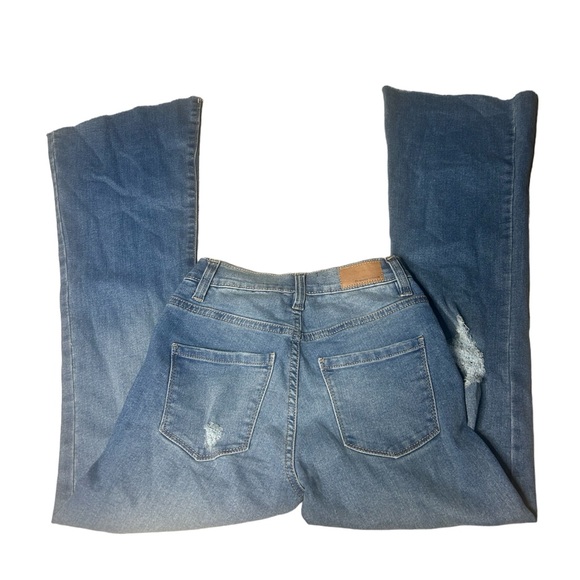 Blue Notes Denim Low Rise Flare Pants Size Small Distressed Rip - Picture 2 of 2